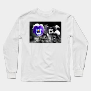 Blue Pansy Pansies Violas Summer Flowers Long Sleeve T-Shirt